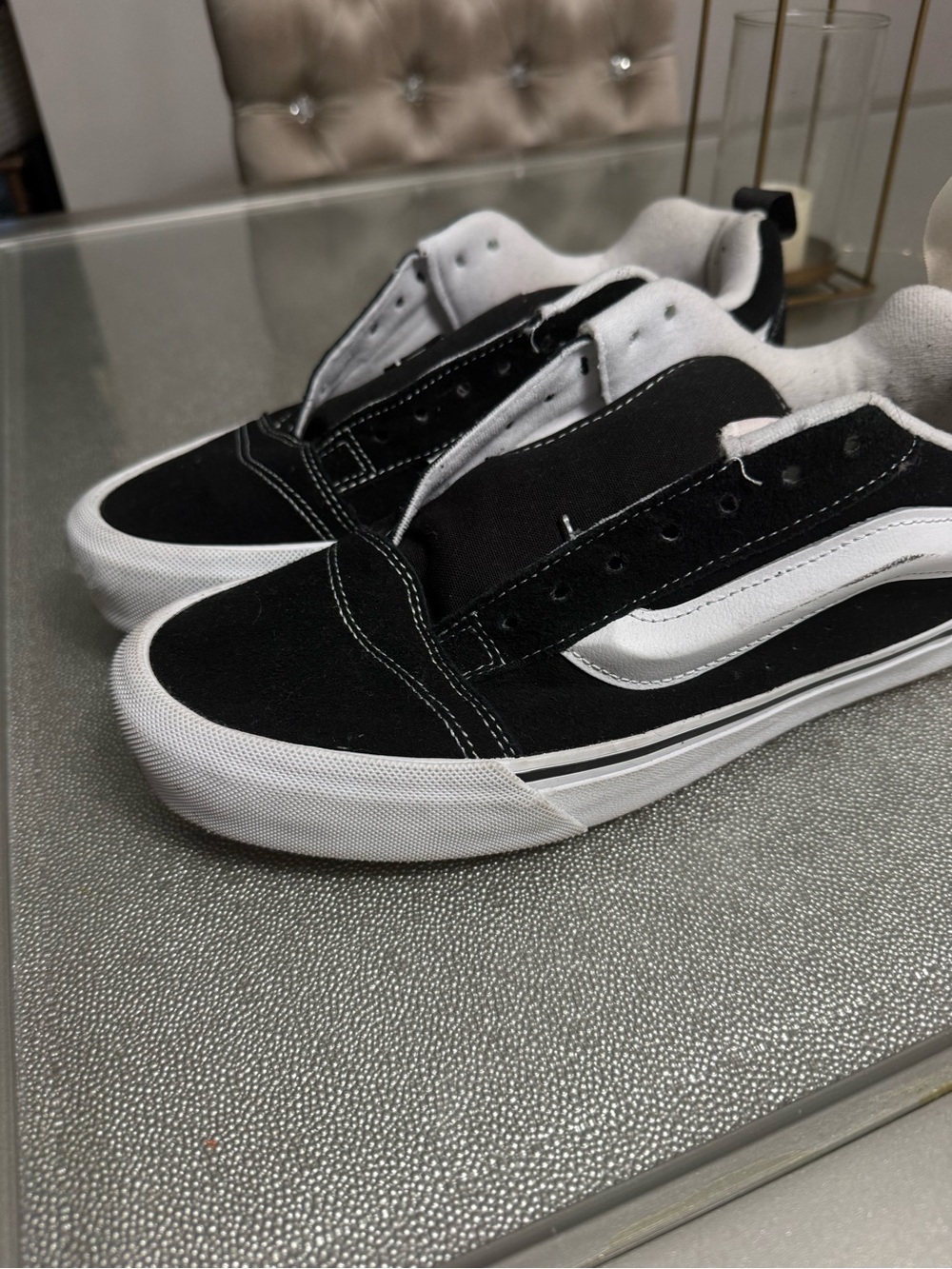 Vans Black and White Old Skool Low-Top Athletic Sneakers